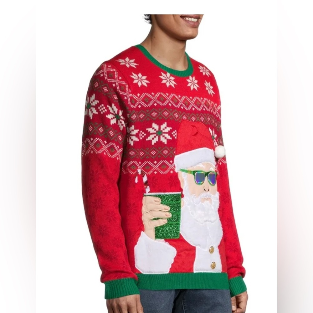 Holiday Time Men's and Big Men's Ugly Christmas‎ Sweater Size M